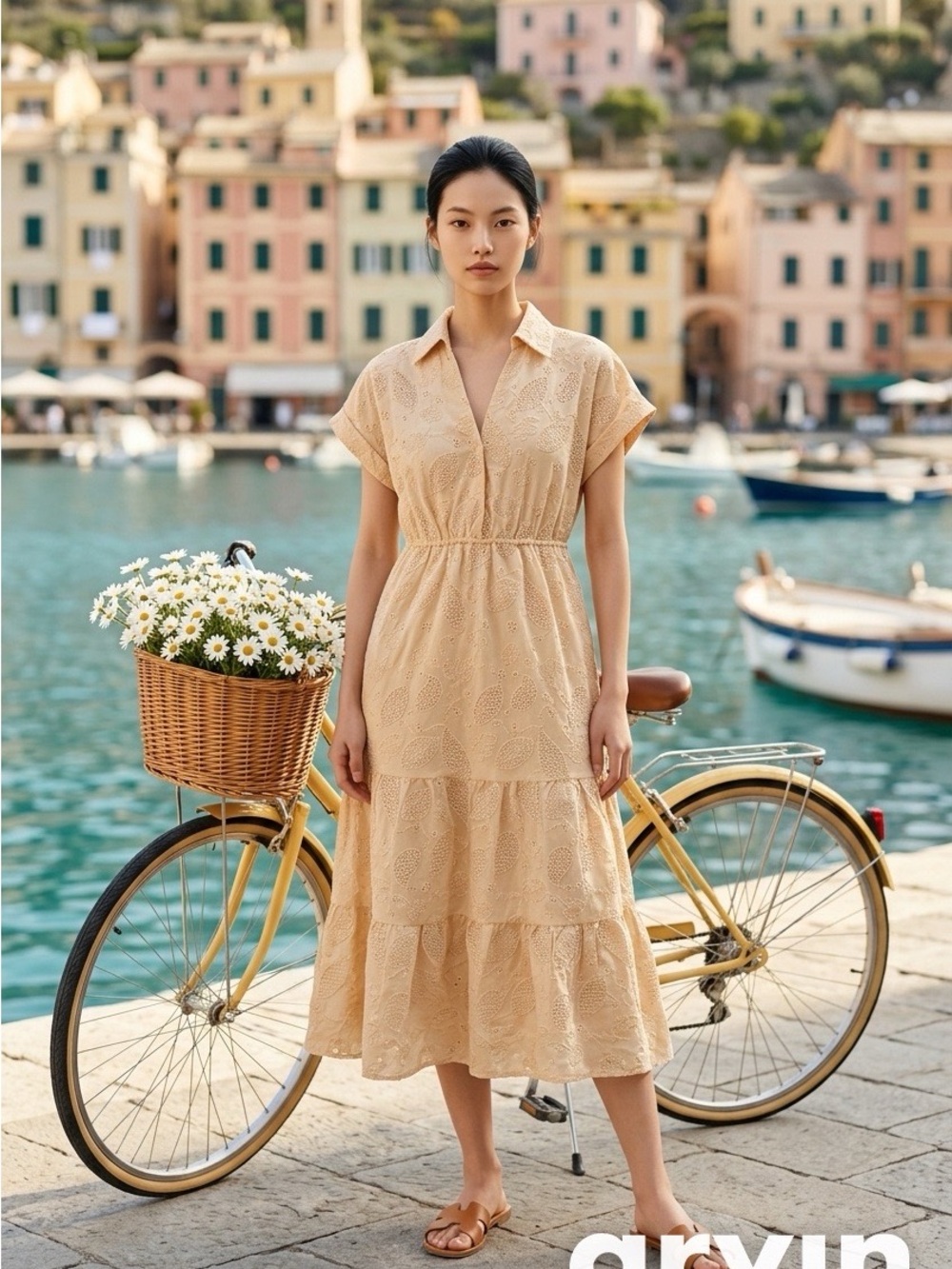 Sam Edelman Cream Eyelet Tiered Midi Dress